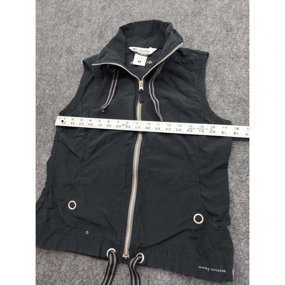 Columbia Omni Shade Vest Women Small Black Full Zip Sleeveless Drawstring Hiking - Picture 10 of 14